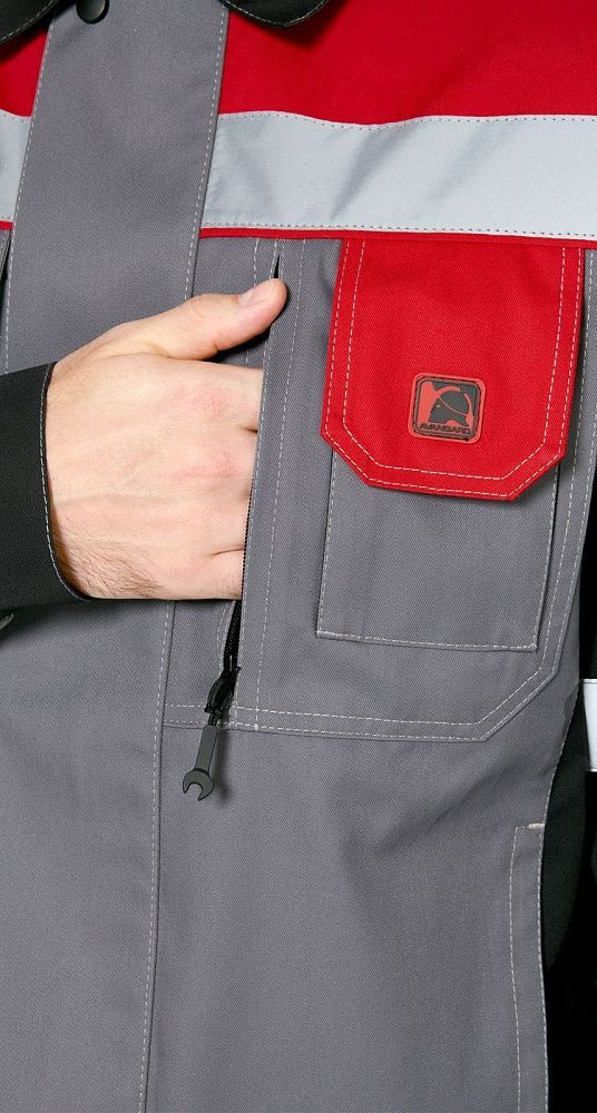 Куртка мужская рабочая летняя для ИТР Виват серо-черно-красная